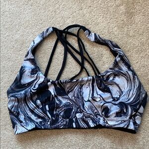 Marble Print Strappy Sports Bra